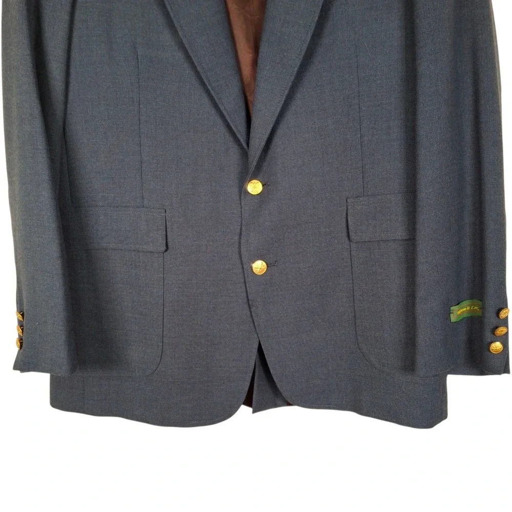 Dickinson & Lee 44 L Blue Blazer Sport Coat‎ Jacket Made IN USA Wool Blend NWT